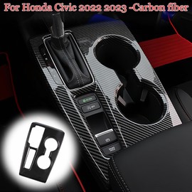 MUXEE 11th Gen Civic Center Console Frame Gear Shift Panel Cover Trim for Honda Civic 2022 2023 2024 2025 2026 - ABS Carbon Fiber Sport Interior Accessories