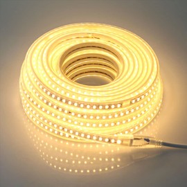 pcningled LED Strip Lights AC 110 Volts 16.4 ft Outdoor Rope Lights Waterproof IP67 Cuttable LED Lights SMD 5730 120LEDs/m 3000K Warm White Super Bright Lighting for Bedroom Kitchen Under Cabinet