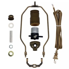 Creative Hobbies Antique Brass Make-A-Lamp Kit With All Parts & Instructions for DIY Lamp Repair
