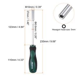 sourcing map 2pcs Metric Nut Driver 5mm CR-V Non-Magnetic Tip Hollow Shafts Hex Socket Screwdriver with Non-Slip Handle for Automobile Repair
