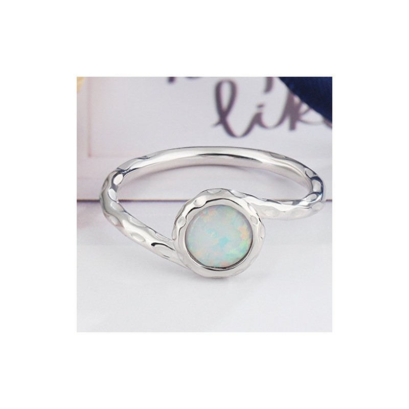 925 Sterling Silver Fire Opal Wedding Engagement Classical Solitaire Ring