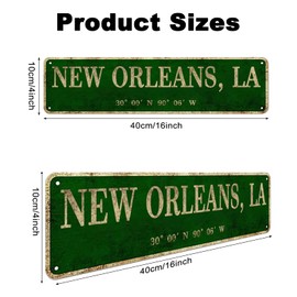 LINStore New Orleans, LA City Sign Rustic Vintage Metal Art Wall Decor Office/Home/Classroom 4” x 16”