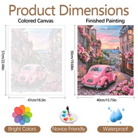 JATOK Paint by Numbers Adults, Paint by Numbers, DIY Car with Brushes and Acrylic Paints, Hand Painted Oil Painting Canvas for Home Decor, Without Frame (40 x 50 cm)