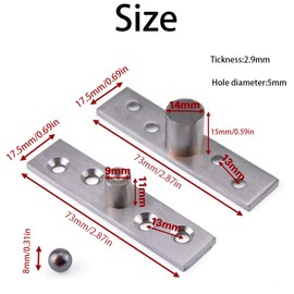 2 Pcs Center Pivot Hinges 360 Degree Rotation Door Pivot Hinges Durable Stainless Steel Hidden Hinges for Door Cabinet Window