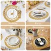 fanquare Round Gold Lace Placemats Set of 12, 15" Floral