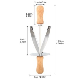 Stainless Steel Croissant Cutlery, Bread Hob Cutting Bread, Dough, Pastry Making Tool with Wooden Handle