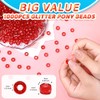 Iooleem Pony Beads (1000pcs Red Glitter) - Beads for Jewelry
