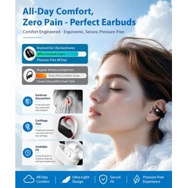 Boytond Auriculares ultra abiertos: cómodos auriculares de conducción ósea con clip, auriculares abiertos sobre la oreja con estructura impermeable pa
