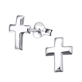 Laimons – Stud Earrings – 925 Sterling Silver – Women – Crosses – Matte