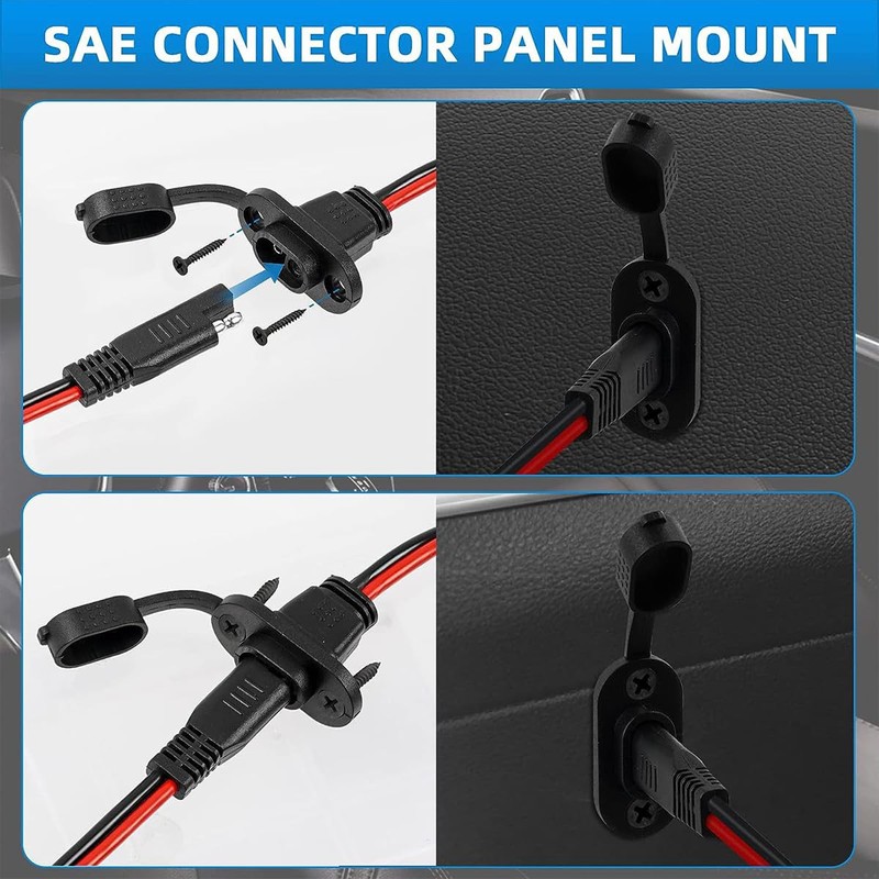 Jienk 2PCS 1FT 12AWG Socket Sidewall Port SAE Connector, Weatherproof