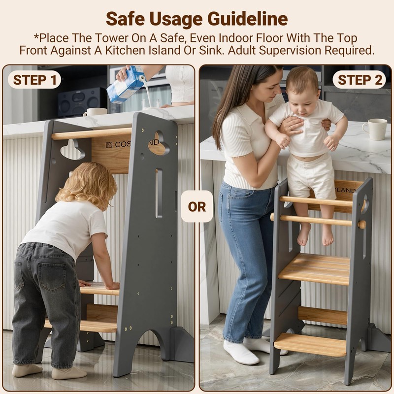 COSYLAND Adjustable Toddler Standing Tower (NO Backing Board) - Stable