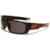 Locs Square Triple Skulls Wrap Around Sunglasses (Black, Orange &