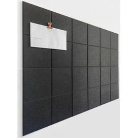 DECORITA Cork Board 24 x36 Alternative - 6 Pack Felt Wall Tiles with Safe Removable Adhesive Tabs, Cork Boards for Walls Cork Board for Home Office Pin Board Tack Board Cork Board - Black