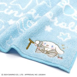 Towel Museum Sanrio Big Ribbon Cinnamon Roll Towel Handkerchief BT Blue Initial T 28-2030070 Approx. 9.8 x 9.8 inches (25 x 25 cm)