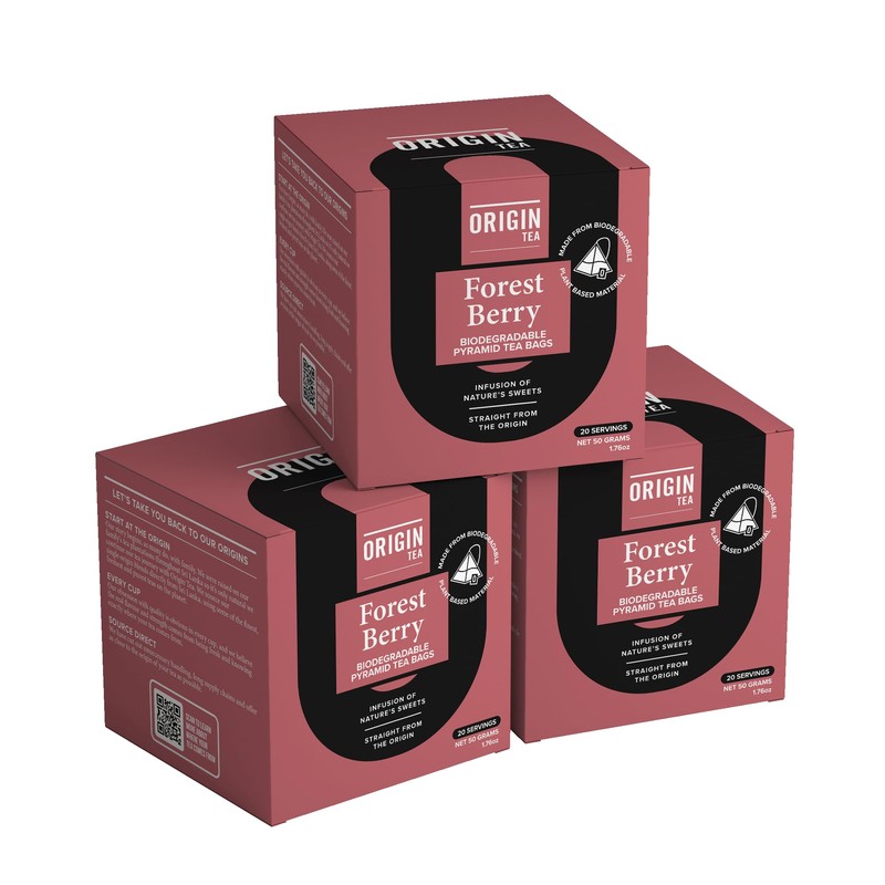 Origin Tea Forest Berry Caffeine Free Pyramid Herbal Tea Bags