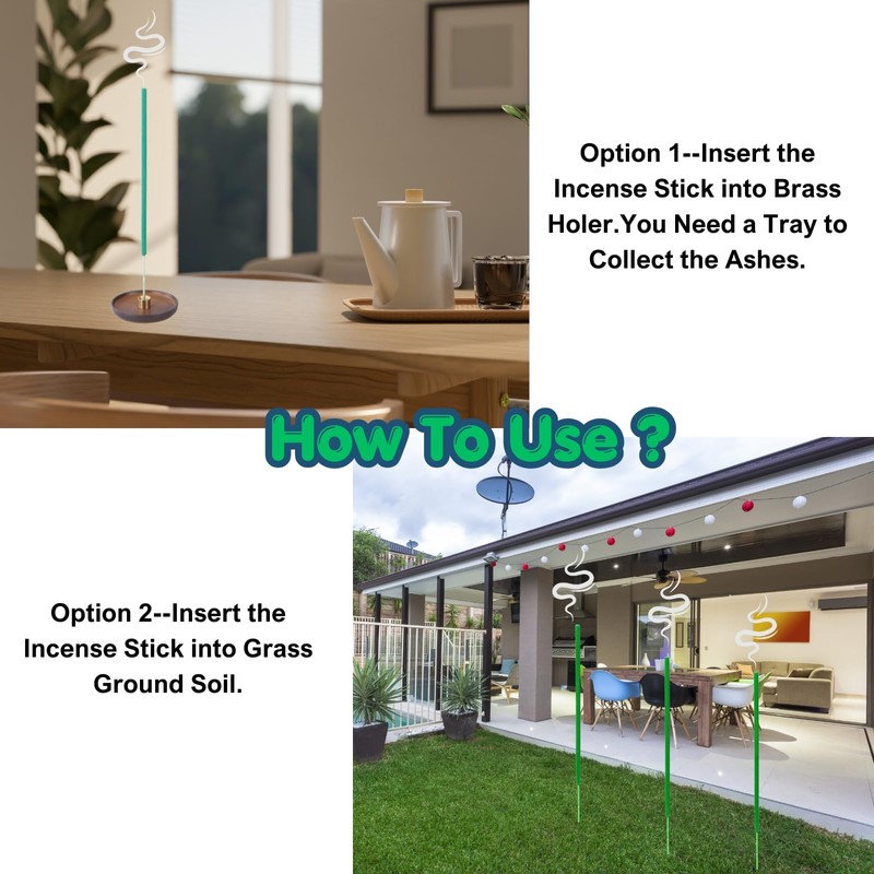 Citronella Incense Sticks Outdoor and Brass Holder,Lemongrass Joss Sticks