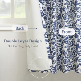 DriftAway Julia Watercolor Blackout Room Darkening Grommet Lined Thermal Insulated Energy Saving Window Curtains 2 Layers 2 Panels Each Size 52 Inch by 102 Inch Navy
