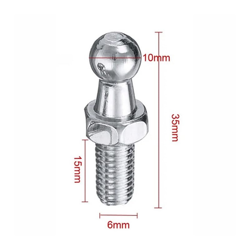 TOOMYAUTO 10mm M6 Ball Stud Bolts Screw Gas Spring Mounting