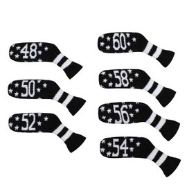 Knitted Wedge Golf Iron Headcovers 7 PCS Club Protector 48,50,52,54,56,58,60 Degree (Black Stars)