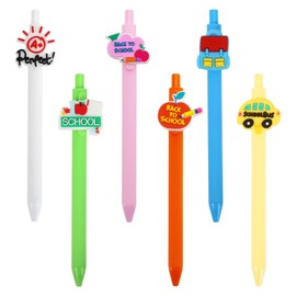 6Pcs Teacher Pens,Teacher Gifts,Back to School Gifts for Teachers Students,Cute Pen for School,Black Ink Gel Pen for Classroom Reward,Thank You Present for Office Supplies Writing Ballpoint with Patch