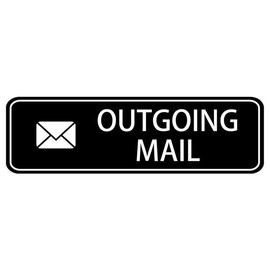Estiyond Outgoing Mail Sign,10 X 3 Inches Acrylic Plaque With Strong Adhesives For Door Offices Businesses House Home Outdoor, White Letters On Black Background