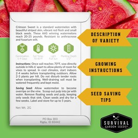 Tri-Color Watermelon Seeds for Planting – Heirloom Mix of Crimson Sweet, Yellow Petite & Tendersweet Orange – 3 Variety Pack by Survival Garden Seeds