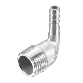 sourcing map 304 Stainless Steel Hose Barb Fitting Elbow, 8mm Barbed x G1/2 Male Pipe Connector Adapter for Water Fuel Air