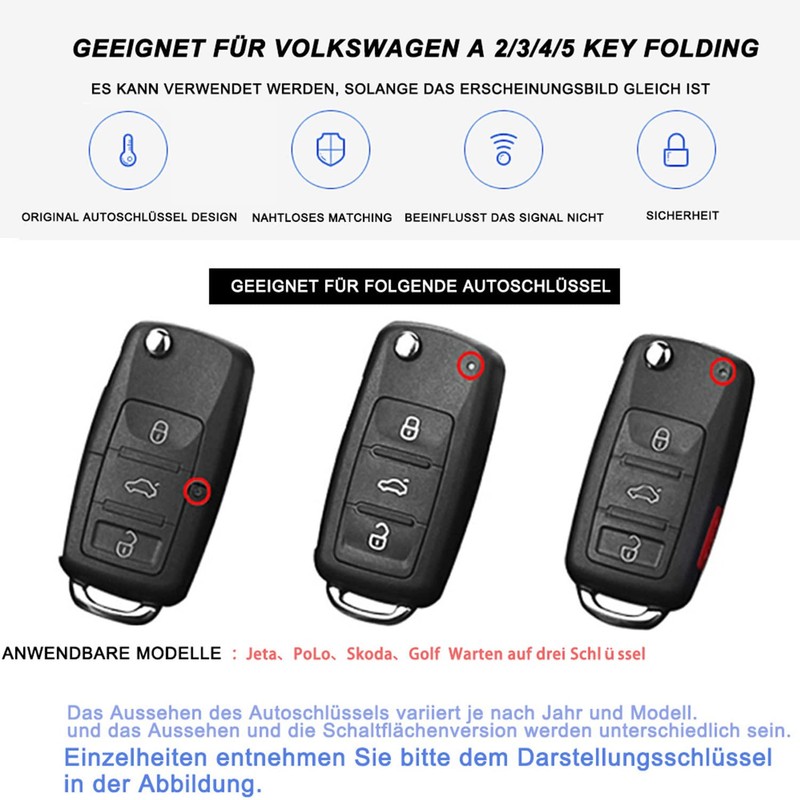 QBUC Car Key Case for VW, TPU Dustproof Key Box,