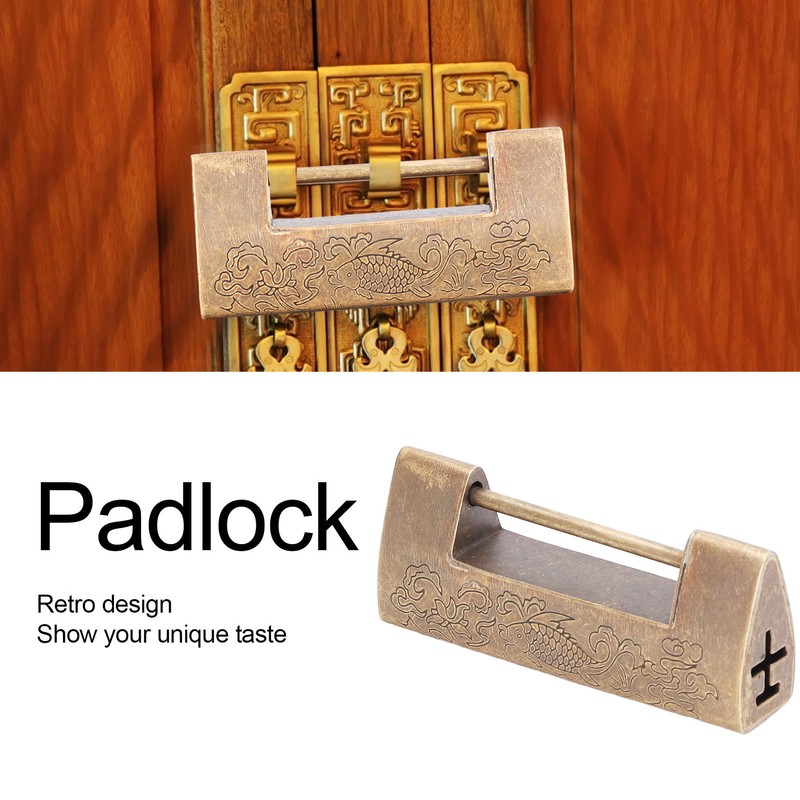 Chinese Antique Lock Spacing 4.3cm/1.7in Brass Chinese Old Style Padlock