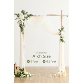 Ling's moment Artificial Wedding Arch Flowers Kit Pack of 4, 2pcs Hanging Silk Flowers Arrangement 2pcs Chiffon Drapes Ceremony Spring Fake Rose Arbor Backdrop White Sage Floral Party Outdoor Decor