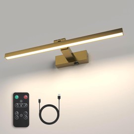 ZitoStory Picture Lights for Wall Antique Brass Dimmable Wireless Picture Lights for Paintings LED Wall Light Fixtures Adjustable Wall Sconce with Remote (Antique Brass, 20inch) 3000K