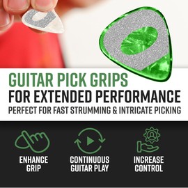 Dragon Grips Guitar Pick Grips, Pack of 20, Non Slip Guitar Picks Textured for Better Control & Endurance, Ideal for Sweaty Hands, Live Performances, & Beginners, Clear