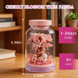 Insgen Panda Cherry Blossom Tree Building Blocks Set, Micro Bricks Model