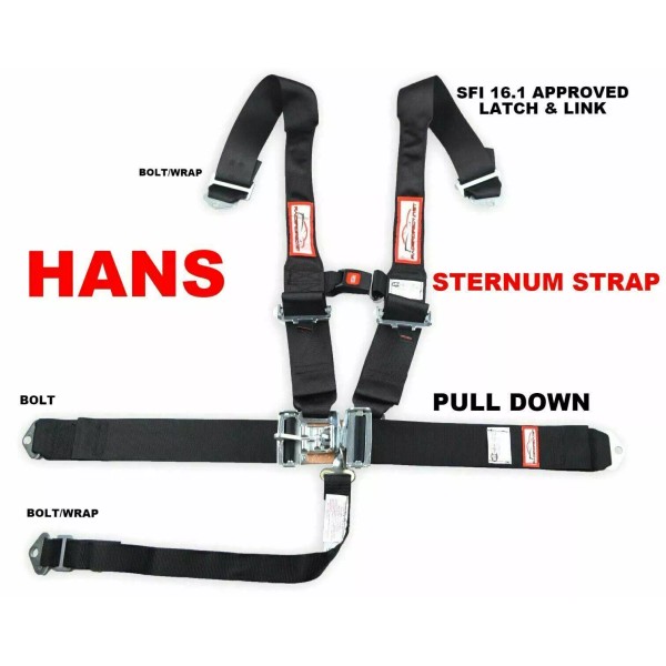 RACERDIRECT.NET BLACK OFF ROAD RACE HARNESS 5 POINT SFI 16.1