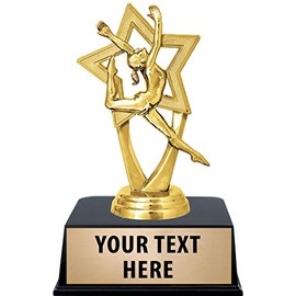 Crown Awards Gymnastics Trophy, 6" Gold Gymnastics Custom Trophy with Engraving On Contemporary Base