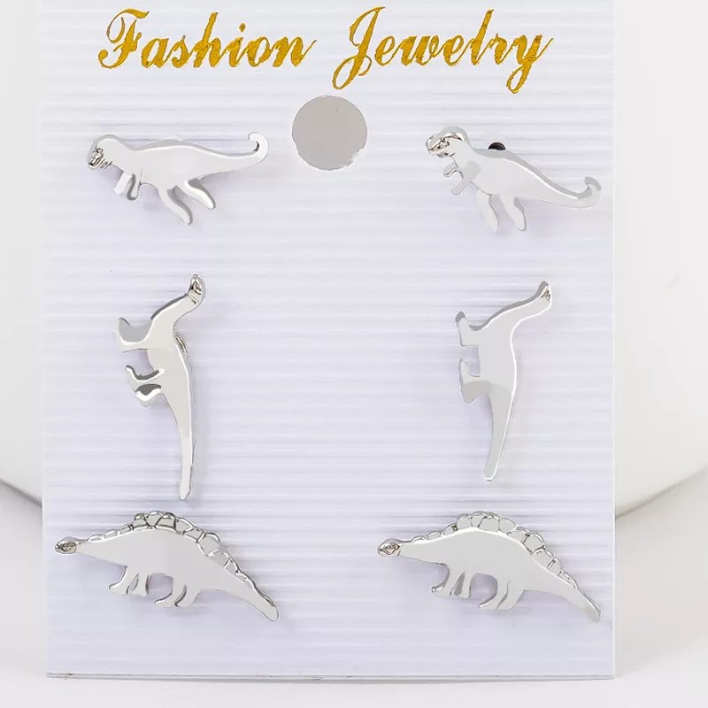 Patry Aretes Set De 6 Piezas Dinosaurios Trex Velociraptor Regalo