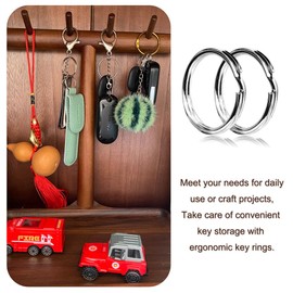 Key Rings/Key Chains, 100 PCS 3/4 inches Split Round Metal Keyring for Home/Car/Outdoor/Arts/Lanyards/CraftsKeys Organization