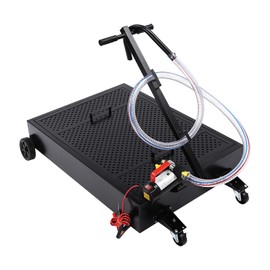 YIYIONCE Low Profile Oil Drain Pan 17 Gallon Oil Drain Pan Oil Drain Container with 12V Electric Pump Portable Oil Drain Cart with Foldable T-Handle for Trucks, RV, SUV (Black) | US Stock