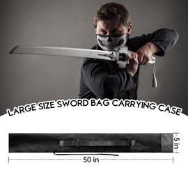 Philbinden Sword Bag 50" Black Sword Case Sword Cover with Adjustable Straps Katana Sheath for Cosplay Costume and Party,Large Size Sword Bag Carrying Case for Japanese Sword Swords Storage Bag