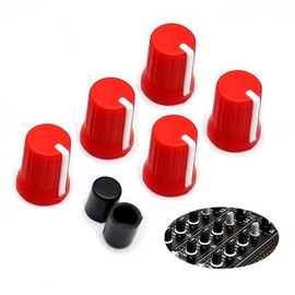 WXYINSPAS 5pcs Universal EQ Rotary Knob Replacement Equalizer Potentiometer Fader Knobs Push Rod Cap for DJ Controller Mixer Console Pioneer DJM、DDJ、XDJ, Denon Numark AKAI RANE VESTAX (Red Hats)