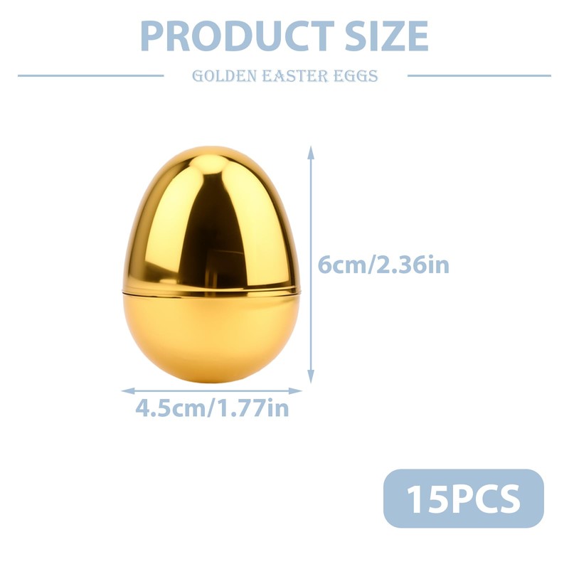 15 Pcs Fillable Golden Eggs Easter Plastic Empty Large DIY