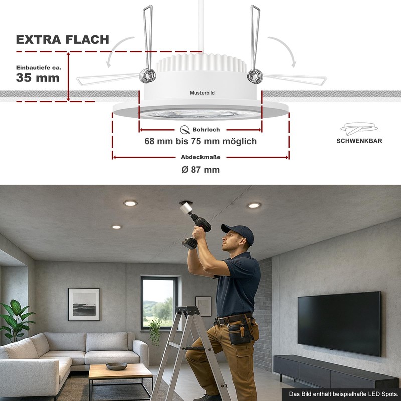 DECORA Recessed Ceiling Spotlight 230 V - Set Includes LED