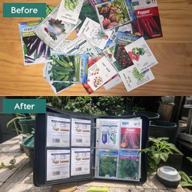 Seeds Storage Organizer Binder, with Zipper Seed Saving Kit for Gardening Storage, 30 Pack 120 Pockets Seed Packet Binder Sleeves. Great Gift for Plant and Vegetable Lovers