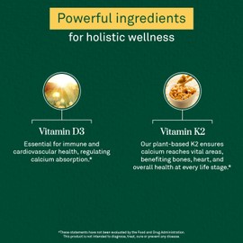 WellWithAll Vitamin D3 5000 IU (125 mcg) with Vitamin K2 100 mcg Supplement | Supports Calcium Utilization, Immune Support, & Cardiovascular Wellness | Plant Based, Major Allergen Free | 60-Day Supply