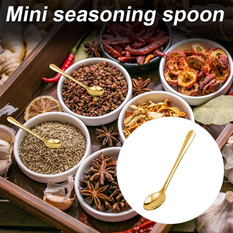 BOXOB 6pcs Tiny Gold Stainless Steel Spoons, 3 x 0.6