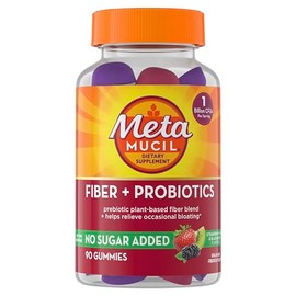 Metamucil Fiber Gummies for Adults with Probiotics for Bloating Relief, No Sugar Added Strawberry Kiwi BlackBerry Flavors, 5g Prebiotic Plant Based Fi