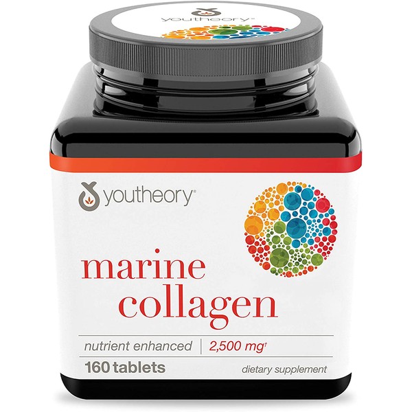 Youtheory Marine Collagen with 18 Amino Acids, 160 Count (1 Bottle)