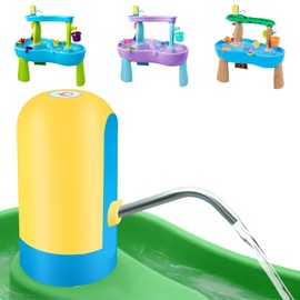 Infowush Powerful Water Table Pump, Battery Powered Water Pump for Water Table 3 Hours Non-Stop Fun Portable Summer Outdoor Sand/Water Table Toys Water Play Table Accessories for Toddlers Kids（Yellow）