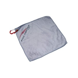Fish Fighter Fishing Towel - Microfiber Bait Towel - 16" x 16" Grey with Carabiner & Bottle Opener