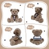 Mikee Fluffie Teddy Bear Stuffed Animal with Navy Collar, 9"